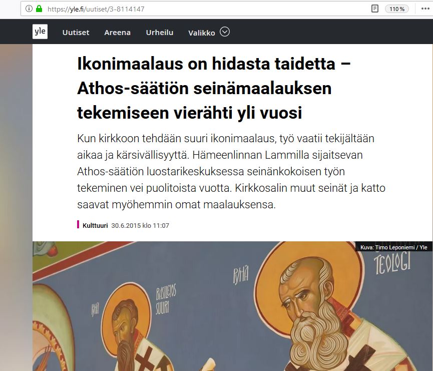 Yle: Ikonimaalaus on hidasta taidetta...